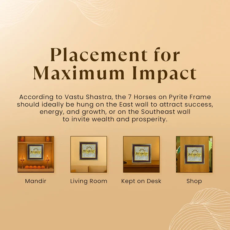 7 Horses on Raw Pyrite Frame